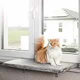 CanadianCat Company | Katzen Fensterliege groß Katzenbett Fensterbank - Snuggly Place - Large, hellgrau, Flauschiges Fensterbrett Katze waschbar, ca. 75 x 35 cm