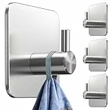 4smile Handtuchhalter ohne Bohren im 4er Set - Edelstahl Klebehaken aus Edelstahl, wasserdichte Handtuchhaken, Haken selbstklebend -Rostfrei für Bad & Küche, praktische Badezimmer Handtuchhalter