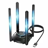 WAVLINK WiFi 7 USB WLAN Stick für PC, BE6500 Tri-Band USB WLAN Adapter mit integriertem Treiber, WPA3, MLO und Multi-RU, 5DBI-Antennen mit hoher Verstärkung, nur für Windows 11/10