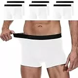 YouShow Boxershorts Herren Weiß 6er Pack Baumwolle Retroshorts Unterhosen Männer Ohne Kratzenden Zettel Unterwäsche Boxer XL