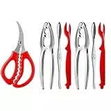 Meeresfrüchte Tools Set,2 Crab Crackers, 2 Lobster Shellers, 2 Crab Forks,1x Edelstahl Meeresfrüchte Schere,Gabeln, Scheren,Meeresfrüchte Edelstahl Tools Set,Für Krabben Und Lobster