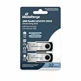 MediaRange USB 2.0 Speicherstick 32GB - 2er Pack - Mini USB Flash-Laufwerk mit sicherem Drehkappengehäuse, externe Speichererweiterung mit Lesegeschwindigkeit von bis zu 17 MB/s, Farbe Schwarz