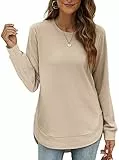 XIEERDUO Sweatshirt Pullover Damen Langarmshirt Herbst Winter Winterpullover Elegant Tunika Tshirt Oberteile Top Khaki XL