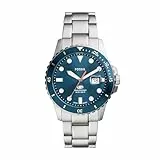 Fossil Blue uhr für Herren, Quarzwerk mit Edelstahl- oder Lederarmband, Blau und Silberton, 42MM