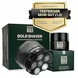 BETTER BE BOLD – Glatzenrasierer & Glatzencreme Anti-Shine 50ml SET – Mattierende Pflege für Glatze 0–3 mm – Beruhigt nach der Rasur – ohne Schnittgefahr und Hautirritationen – Shaver auch für Bart
