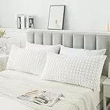 ZTYROLJ 2er Set Plüsch Kissenbezüge, Super Soft Zierkissenbezüge 40x80 cm, Plaid Dekokissen Kopfkissenbezug Couchkissen Deko Bezug für Sofa Wohnzimmer Schlafzimmer(Weiß)