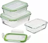 GOURMETmaxx Glas-Frischhaltedosen Klick-it 3er Set | Als Brotdose oder für Meal Prep | Spülmaschinen- Mikrowellen- und Gefrierschrankgeeignet | Aufbewahrungsbox mit Deckel