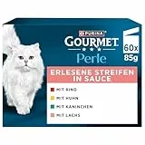 Gourmet Perle Erlesene Streifen Katzenfutter nass, Sorten-Mix, 60er Pack (60 x 85g)