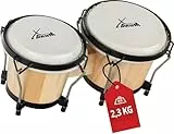 XDrum PERC Bongos Club Weinrot - 2 Trommeln mit 6' und 7' - Bongotrommeln mit stimmbaren Naturfellen und Stimmschlüssel - Holztrommeln Natur