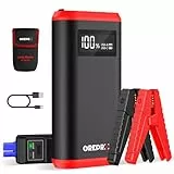 GREPRO Starthilfe Powerbank (bis zu 10.0L Benzin,8.0L Diesel), Auto Starthilfe Powerbank für 12V Starter Powerbank, 3000A Tragbare Auto Starthilfe mit LCD Bildschirm Leistungsanzeige,LED Taschenlampe