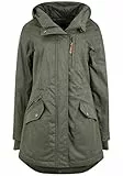 OXMO OXBella Damen Parka Übergangsmantel Lange Jacke mit Kapuze Pattentaschen Regular fit, Größe:M, Farbe:CLIMB IVY (793785)