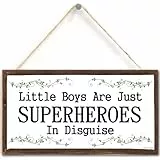 TOMATO FANQIE US-G112 'Little Boys are Just Superheroes in Disguise', Kinderzimmer-Dekor-Schild, 12,7 x 25,4 cm