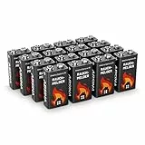ABSINA 9V Blockbatterie Rauchmelder Alkaline 16er Pack - 9V Batterie langlebig & auslaufsicher - 9 Volt Blockbatterie für Feuermelder, Bewegungsmelder & Rauchwarnmelder