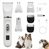 Profi Leise Hundeschermaschine für Hunde Katzen: 4 in 1 Elektrische Hunde Haarschneidemaschine Haustier Schermaschinen Set mit LED-Anzeige für Körper, Pfoten, Augen, Ohren, und Gesicht