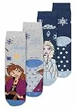 Disney Die Eiskönigin ABS Socken für Mädchen - Frozen Kinder Stoppersocken antirutsch Söckchen Grau/Blau (2er Pack) (DE/NL/SE/PL, Numerisch, 23, 26, Regular, Grau/Blau)