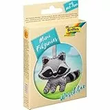 folia 52908 - Filz Nähset für Kinder-Mini Filzinie, Anhänger Waschbär, 12 teilig - Filznähset zur Herstellung eines selbstgenähten Anhängers