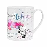 Sheepworld XL-Tasse mit Motiv 'Genieße' | Große Kaffeetasse aus Porzellan, Jumbo-Becher, 60 cl, mit Spruch 'Genieße das Leben' | Geschenk, Freund, Freundin | 46205