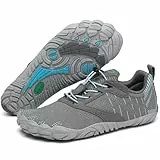 SAGUARO Barfußschuhe Herren Traillaufschuhe Damen Atmungsaktiv Fitnessschuhe Männer Outdoor Indoor Sportschuhe Wanderschuhe Leicht Schnell Trocknend Wassersportschuhe Frauen Strand Grau 42 EU