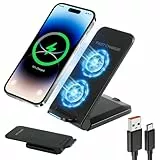 Schnelles, kabelloses Induktionsladegerät für iPhone 15 14 13 12 11 Pro Max Galaxy S25 S24 S23 S22 Google Xiaomi etc. 15 W Ladestation, kompatibel mit iPhone und Android (schwarz)