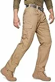 SPOSULEI Taktische Hose Herren Ripstop Cargohose Leichte Outdoor Wanderhose Arbeitshosen wasserdichte Militär Safari Hose Mit 9 Taschen Khaki 32Wx30L