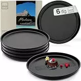 SÄNGER Madeira | Dessertteller 6 teilig, Steingut Teller Set 6 Personen, Kuchenteller kleine Teller spülmaschinenfest mikrowellenfest multifunktional, Steingut Geschirr schwarz matt | VALUE COLLECTION