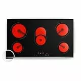 Klarstein Verosteel Glaskeramikkochfeld - 90 cm, 5 Zonen, 8400 W, Touch-Slider, Timer & Kindersicherung, Minimalistisches Design, Elektro Kochfeld, Restwärmeanzeige, Ceramica Oberfläche