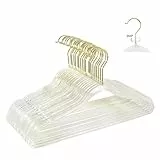 WJWSKI Kleiderbügel,Kleiderbügel Platzsparend 20 Stück, Bügel Goldener Haken 360° Drehbar，Kleiderbügels Plastik Transparent，Schöner Kristallfarbe Kleiderbügels mit Kleinen Pailletten (transparent)