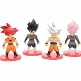 Aristo Solutions 4-teiliges Anime Chibi Figuren Set - Mini Action Manga Sammelfiguren mit Standfuß - Kämpfer & Helden Stil für Anime Fans - Deko, Geschenk & Vitrine - Super Evolution Fighter Set