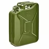 BW® Benzinkanister Metall 20 Liter - Kraftstoffkanister Olivgrün - RAL 6003 - TÜV-geprüft und UN-Zulassung - 0,9mm Stahl nach DIN 7274 für Benzin Diesel E10 2-Takt - Made in Europe