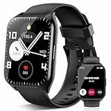 aycy Smartwatch Damen Herren, Fitnessuhr Damen mit Telefonfunktion 1.85' Zoll Touchscreen, IP68 Wasserdicht Smart Watch mit schrittzähler Schlafmonitor, Uhren Herren für Android iOS, Schwarz