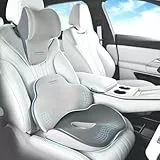Coverado Sitzkissen und Lendenunterstützung Hals Kissen für Bürostuhl und Autositz, Ergonomisches Memory-Schaum Sitzkissen für Auto, Ischias und Rücken und Tailbone Pain Relief Kissen