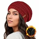 Chritice Mütze Damen Winter Beanie Damen Mit Weich Fleece Gefütterte Mütze,Beanie Mütze Damen Strickmütze Damen Mütze Winter