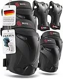 SKATEWIZ Inliner Schoner Erwachsene - Schoner Inliner - Knieschoner Skate Schutzausrüstung - Schützer Skate Protektoren Damen Herren Knie und Ellenbogenschützer - Protect-1 Schwarz Größe L