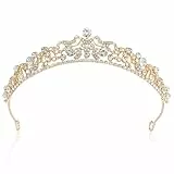 Tiara Gold Silber Kristall Krone Kristallkrone Strass Prinzessin Elegante Krone Tiara Hochzeit für Prom Weihnachten Brautkrone Hochzeit Abschlussball Festzug Frauen Braut Königin Prinzessin (Gold)