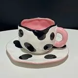YIPOCH 300 ml koreanischen Stil Kawaii süße Keramik Tassen handgemachte Blumenmuster Frühstück Kaffee Milch Tasse mit Teller und Löffel