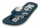 MADSea Herren Damen Zehenstegpantolette Wave | Flip Flops Zehentrenner Sandale Strand Sommer | dunkelblau weiß, Farbe:dunkelblau/weiß, Größe:39 EU