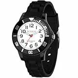 TENOCK Kinderuhr Mädchen Junge 30M/3ATM Wasserdichte Analog Armbanduhr Kinder für Alter 3-10 Geschenke für die Schulanfangssaison Weihnachten Geburtstage Schwarz