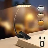Led Leselampe Buch Klemme Akku, Buchlampe Mit 24 Leds Kinder, Usb Wiederaufladbare Leselicht 3 Farbtemperatur Modi & 5 Helligkeit Dimmbar, Flexibler Schwanenhals Klemmlampe Für Nachtlesen Ins Bett