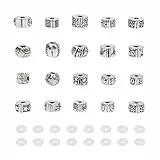 PandaHall 20 STK. Legierte europäische Perlen baumeln anhängende Charms Metall-Distanzperlen mit 20 STK. Silikon-O-Ring-Stopper für Charm-Armband im Schlangenstil, Antiksilber