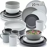 SÄNGER Leeds | Kombiservice 20 teilig, Steingut Geschirr 4 Personen, 4x Speiseteller 4x Dessertteller 4x Schalen 4x Pastateller 4x Kaffeebecher, Teller Set bunt | VALUE COLLECTION