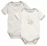 Playshoes Unisex Kleinkind Body Multipack Baby-Body, natur 1/4-Arm 2er Pack Elefant, 62-68