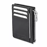 Kartenetui aus 100% Leder, RFID-Schutz, Mini-Geldbörse für Karten, Scheine und Münzen, Echtleder Portemonnaie, Etui für Damen und Herren