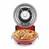 KLAIF Elektrischer Pizzaofen für die Arbeitsplatte mit 31 cm Keramikstein, zwei einstellbare Temperaturregler, inklusive 4 Pizzawerkzeugen, LMC-Rot