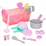 Battat – Dinner for Eight Kochgeschirr – Kochen & Backen Spielset – Handmixer, Nudelholz, Schöpflöffel, Spatel und mehr – Lagerbehälter – Küche & Kochspielzeug für Kinder – 3 Jahre +