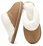 Coswind Hausschuhe Damen Herren Winter Warme Synthetik Lammfell Kunstfell Plüsch Flauschige Fell Weiche Rutschfeste Pantoletten Indoor Outdoor Hellbraun 280