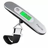 Gepäckwaage FREETOO Digitale Kofferwaage Tragbare Hängewaage LCD-Anzeige mit Hintergrundbeleuchtung Tara-Funktion praktisch für Reisen/Familienleben bis 50KG (Silber)