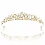 Tiara Gold Kristallkrone Strass Kristall Krone Prinzessin Elegante Krone Tiara Hochzeit für Brautkrone Hochzeit Abschlussball Festzug Frauen Braut Königin Prinzessin Prom Weihnachten