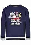 SALT AND PEPPER BY KIDS PARK Jungen Sweatshirt mit Feuerwehr Stickerei-Applikation T-Shirt, True Navy, 116-122