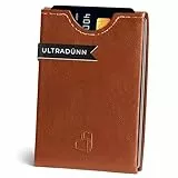 W4LLET® Kartenetui, Glattleder Braun | Echtleder, Premium RFID Schutz | Handgefertigt in Deutschland | Ultra dünn, Slim Wallet