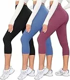 BAYDI Creamlush 3er Pack Capri Leggings Damen High Waist 3/4 Leggings für Yoga Pilates Freizeit Alltag